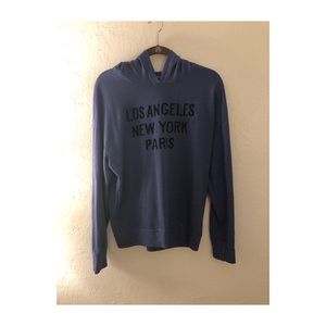 NWOT Sundry Hoodie LA,NY, Paris blue size 3